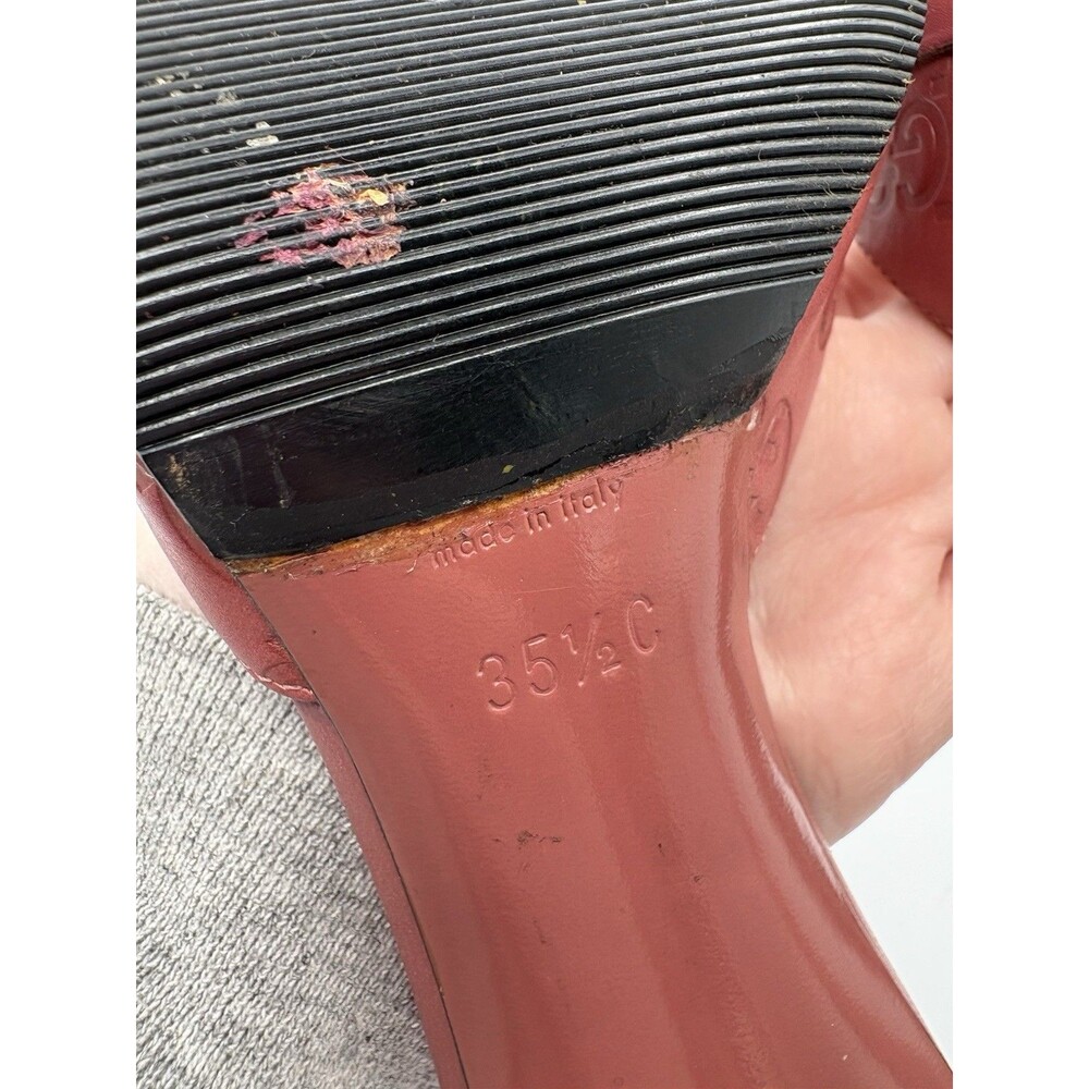 Gucci Pink Guccissima Leather Mules Kitten Heels Silver Horse-bit Accent EU 35.5 - Picture 11 of 13